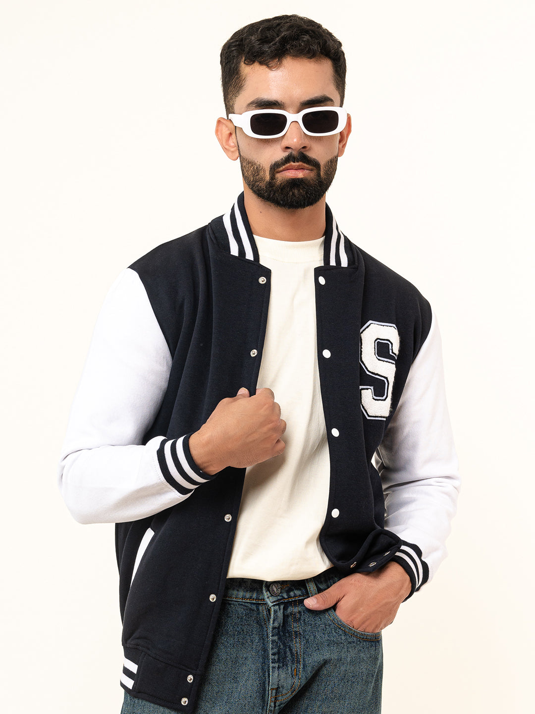 Navy Blue S Varsity Jacket (Unisex)