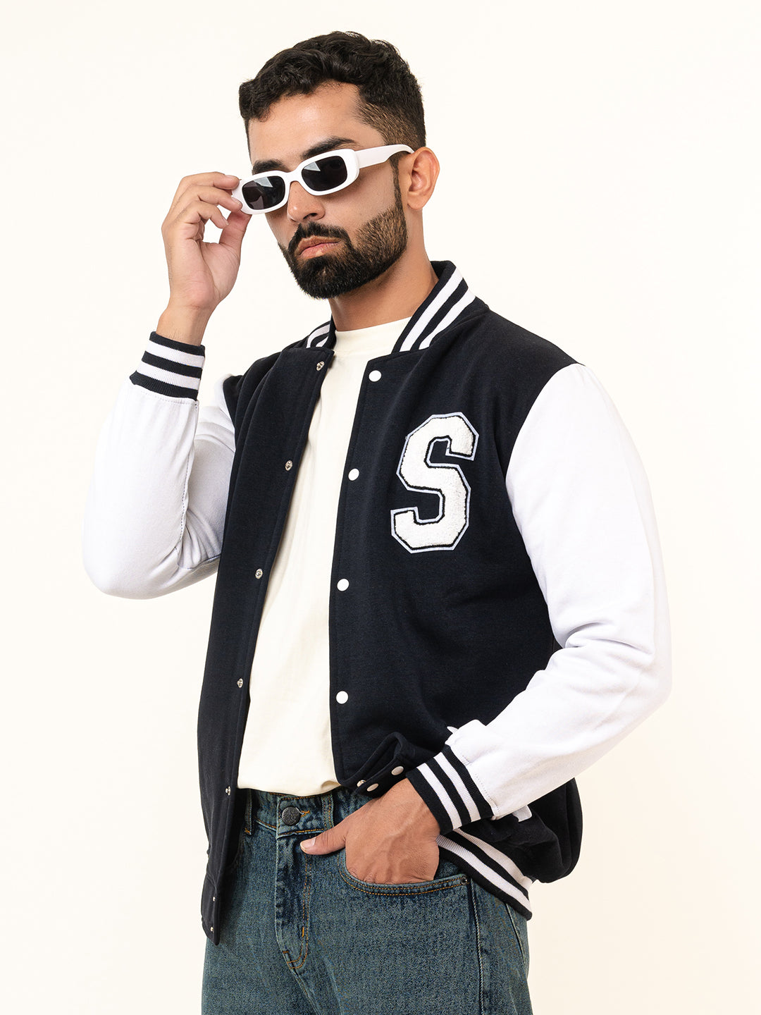 Navy Blue S Varsity Jacket (Unisex)