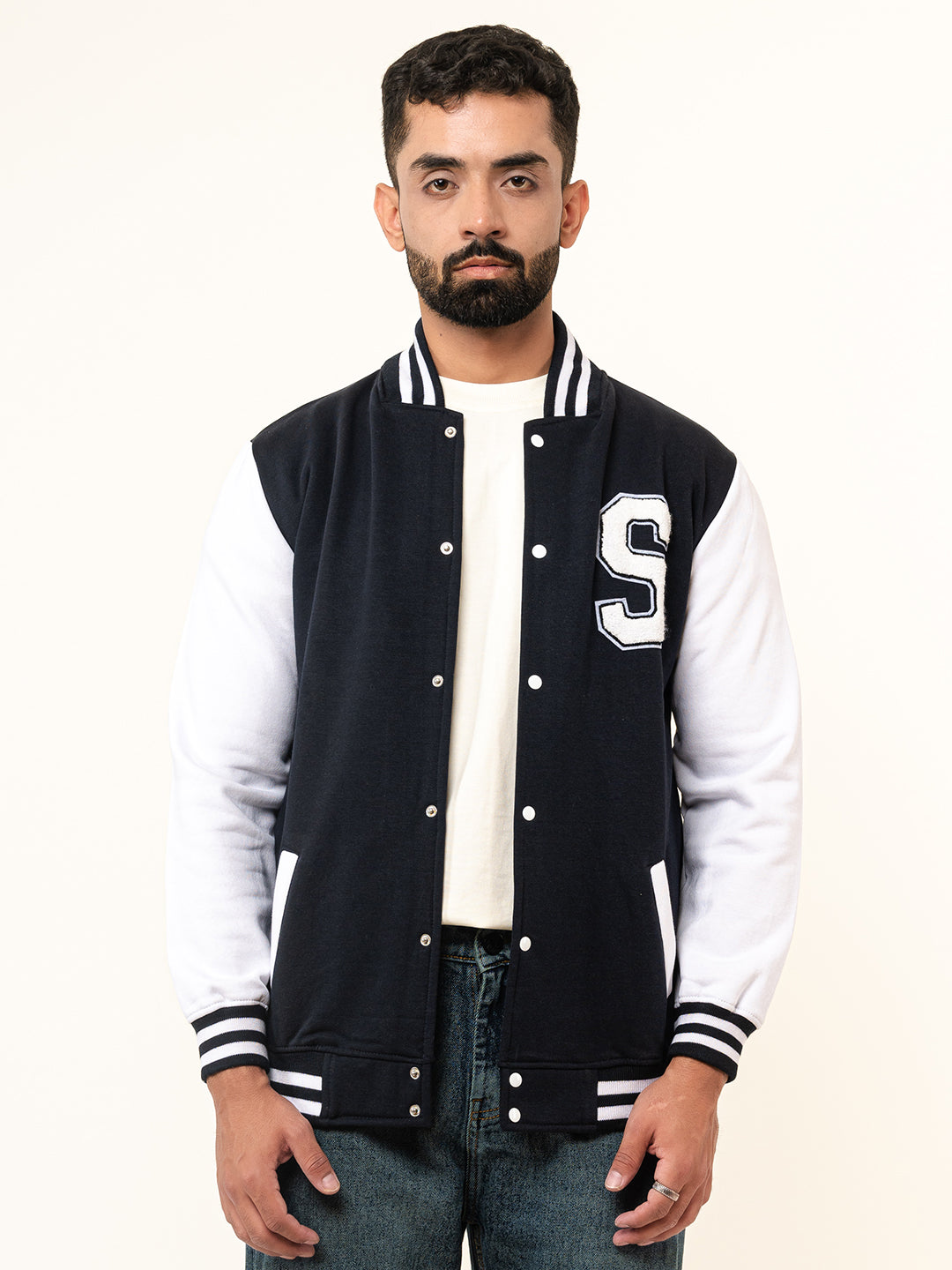 Navy Blue S Varsity Jacket (Unisex)