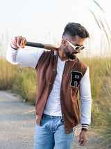 Brown R Tequila Varsity Jacket