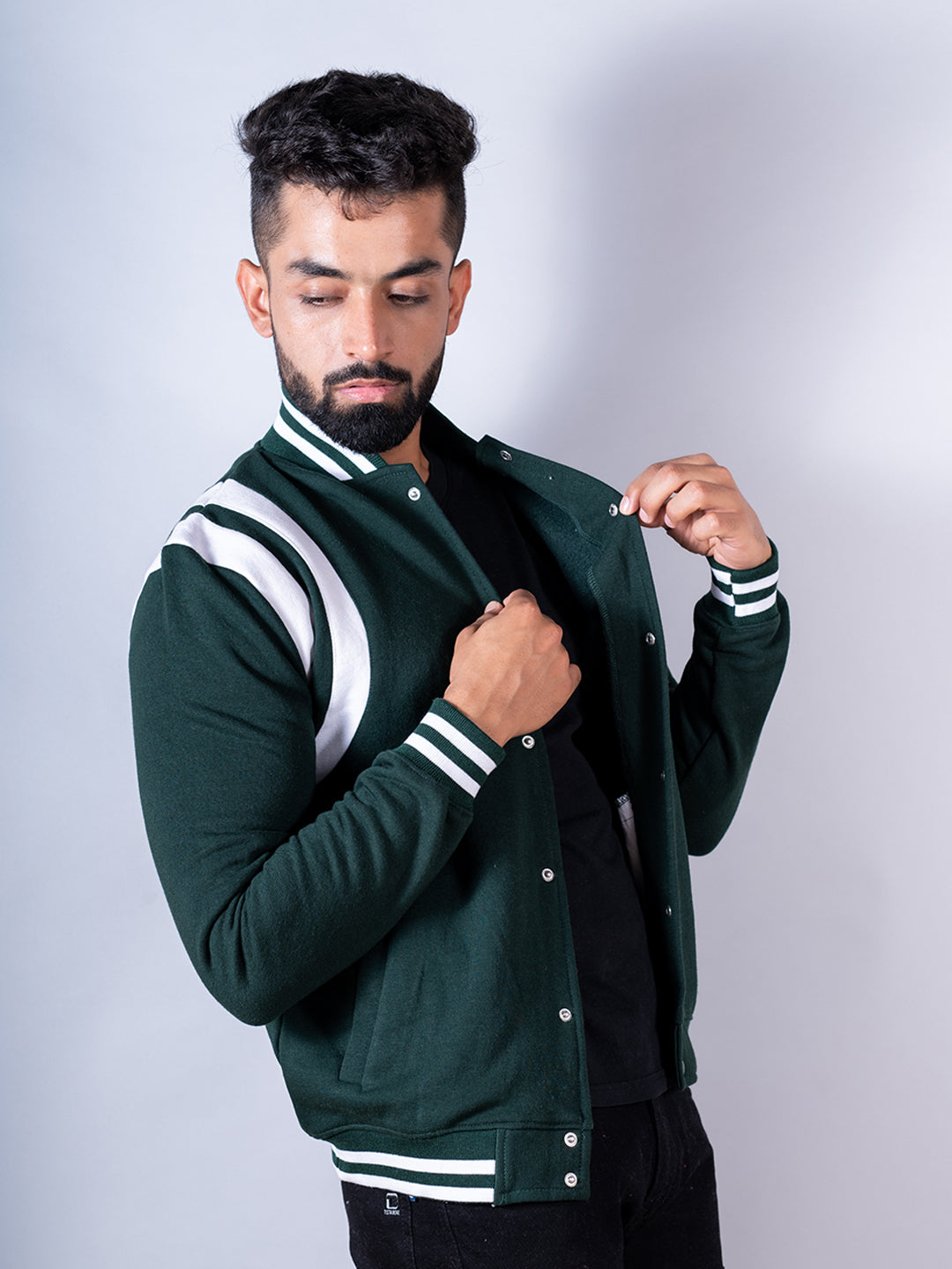 Black and green outlet varsity jacket