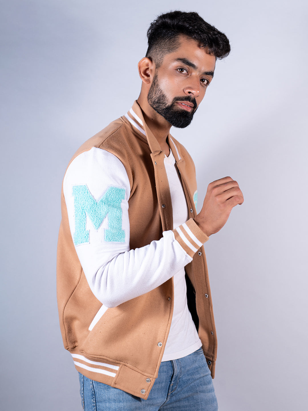 Beige LA Varsity Jacket (Unisex)