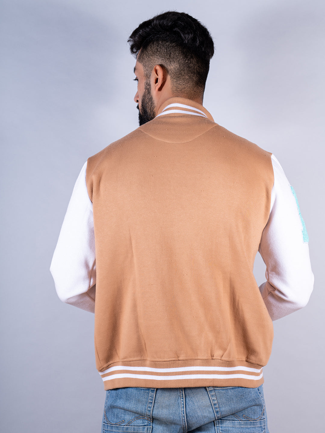 Beige LA Varsity Jacket (Unisex)