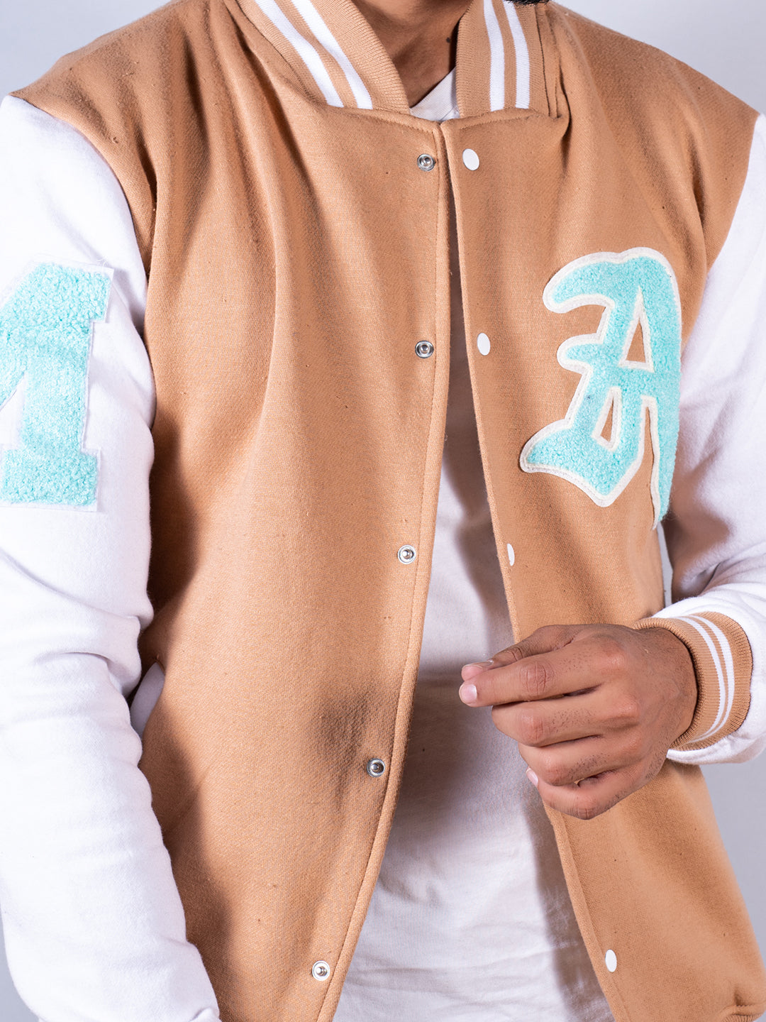 Beige LA Varsity Jacket (Unisex)