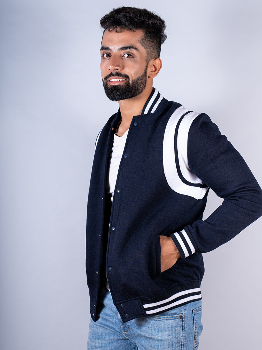 Navy blue hot sale varsity jacket