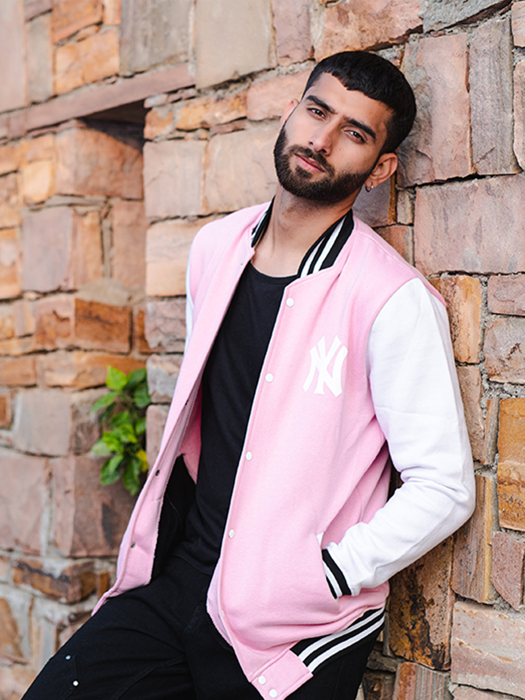 Baby Pink NY Varsity Jacket (Unisex)