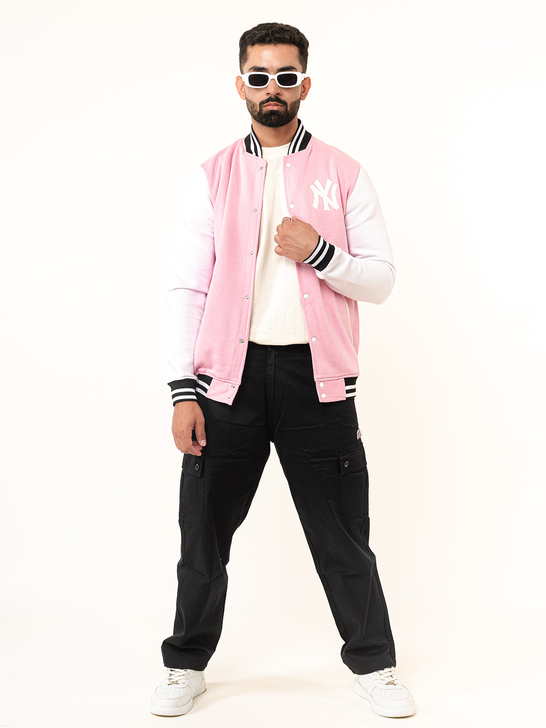 Baby Pink NY Varsity Jacket (Unisex)