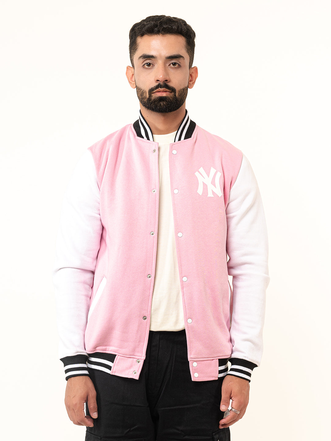 Baby Pink NY Varsity Jacket (Unisex)