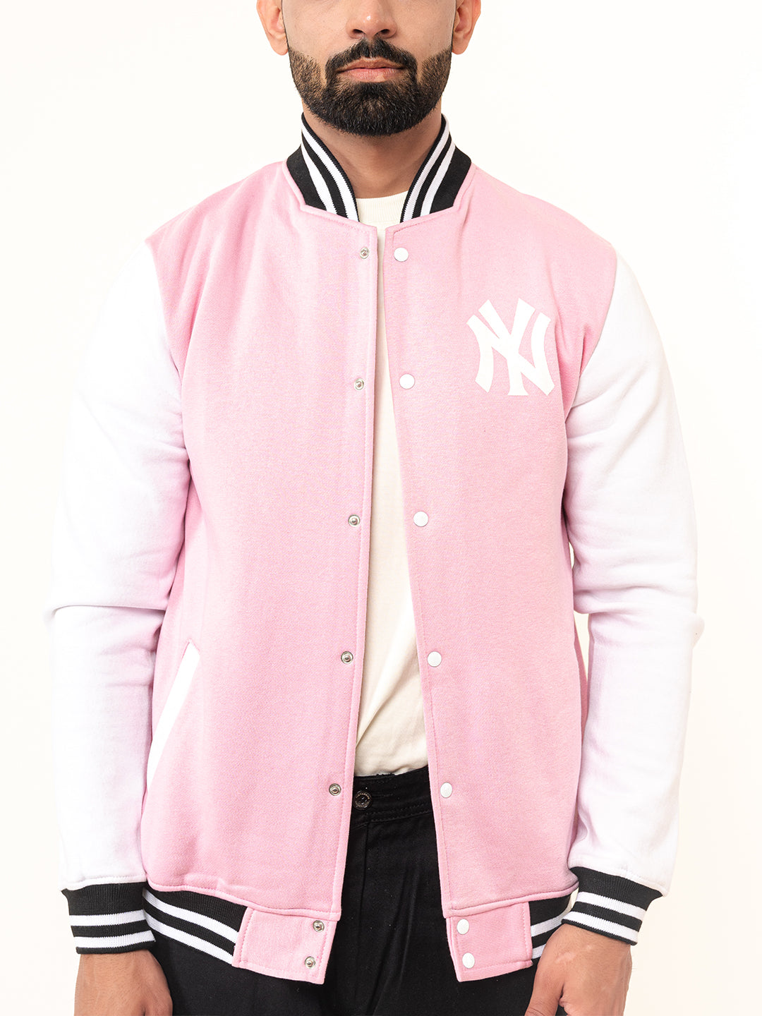 Baby Pink NY Varsity Jacket (Unisex)