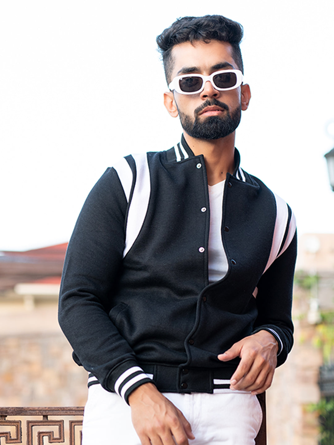 Buy Black ColourBlock Varsity Jacket for Men | Status Quo