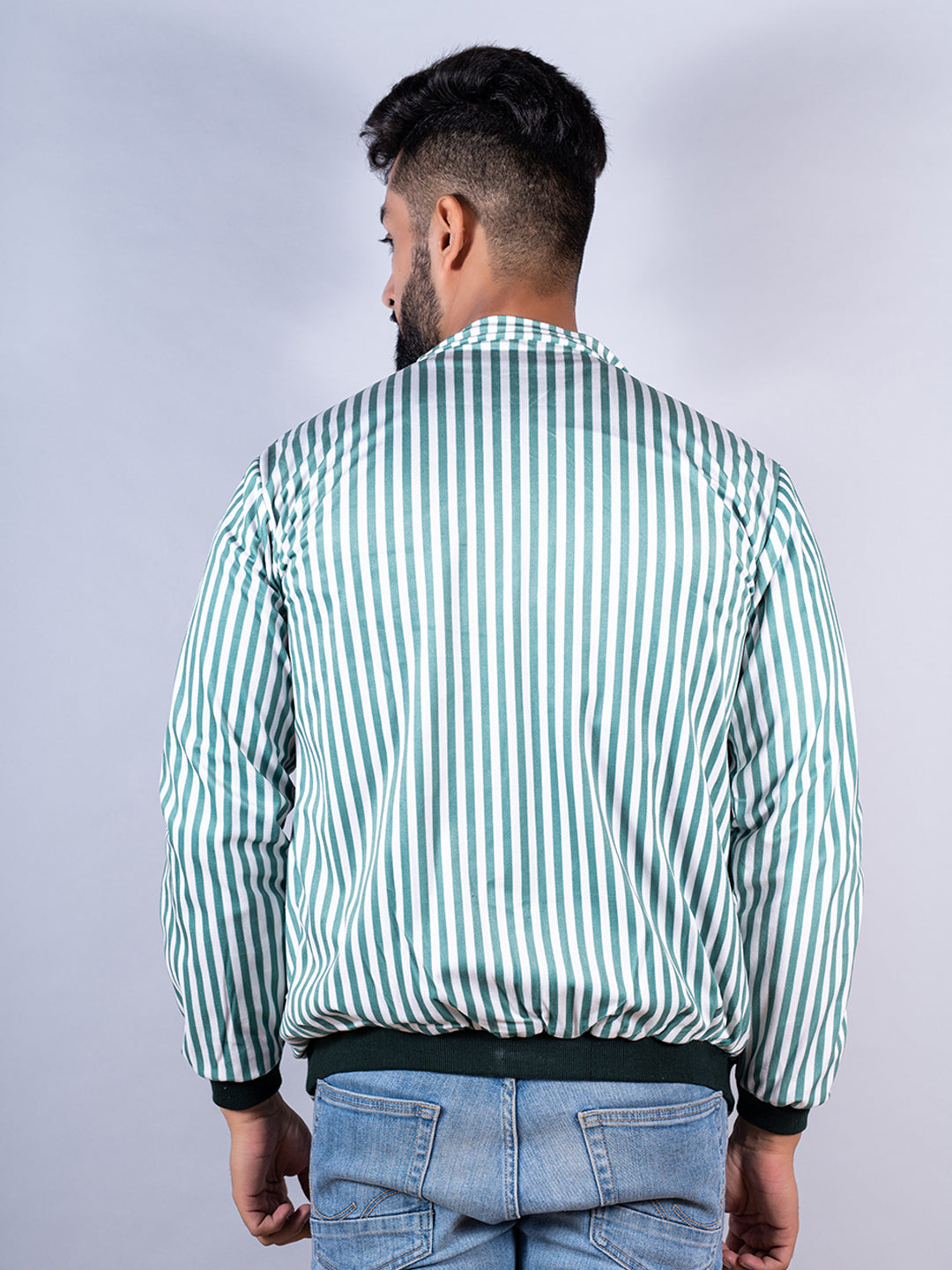 Green Striped Velvet Jacket