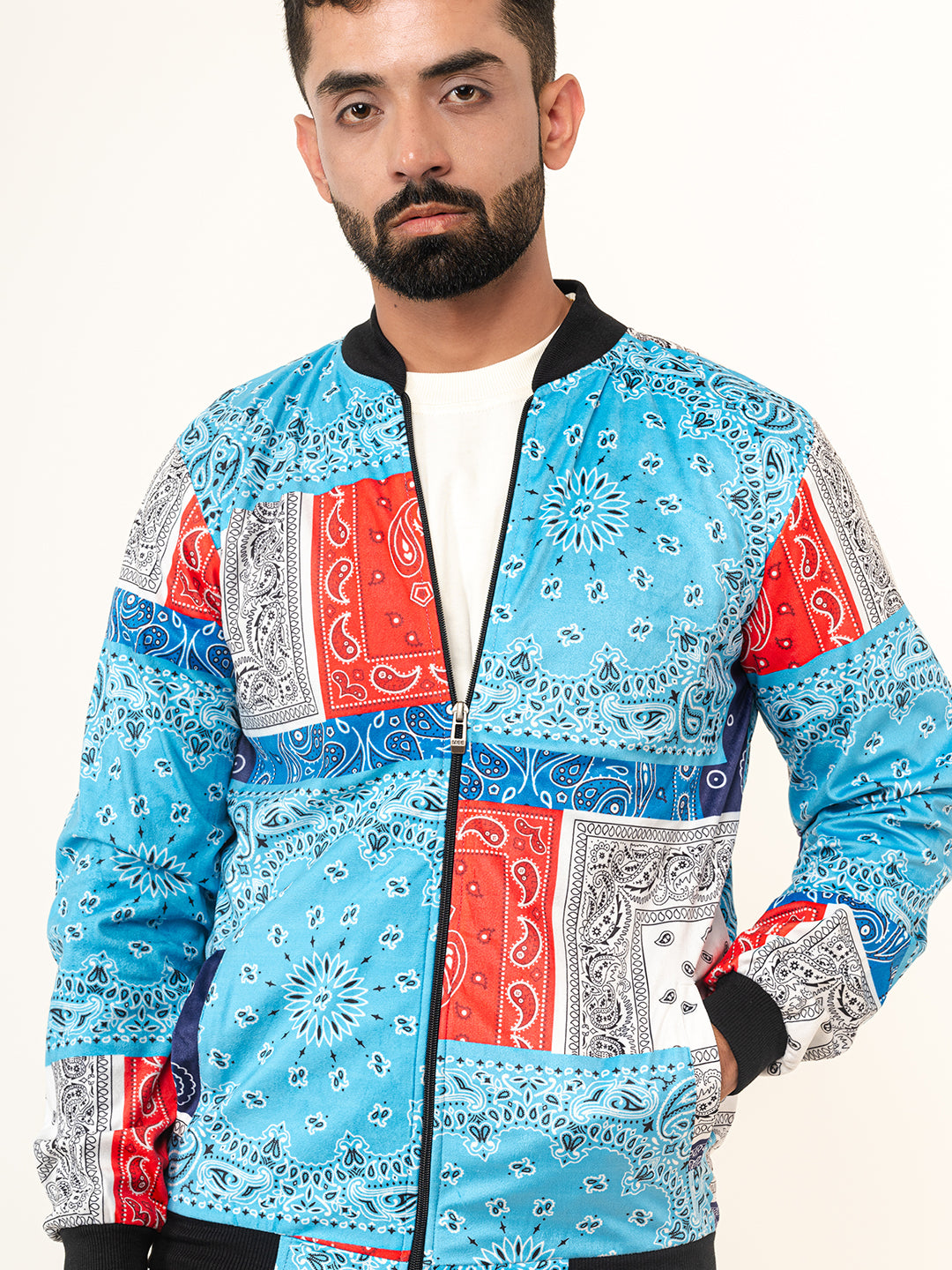 Multicolor Paisley Printed Velvet Jacket (Unisex)