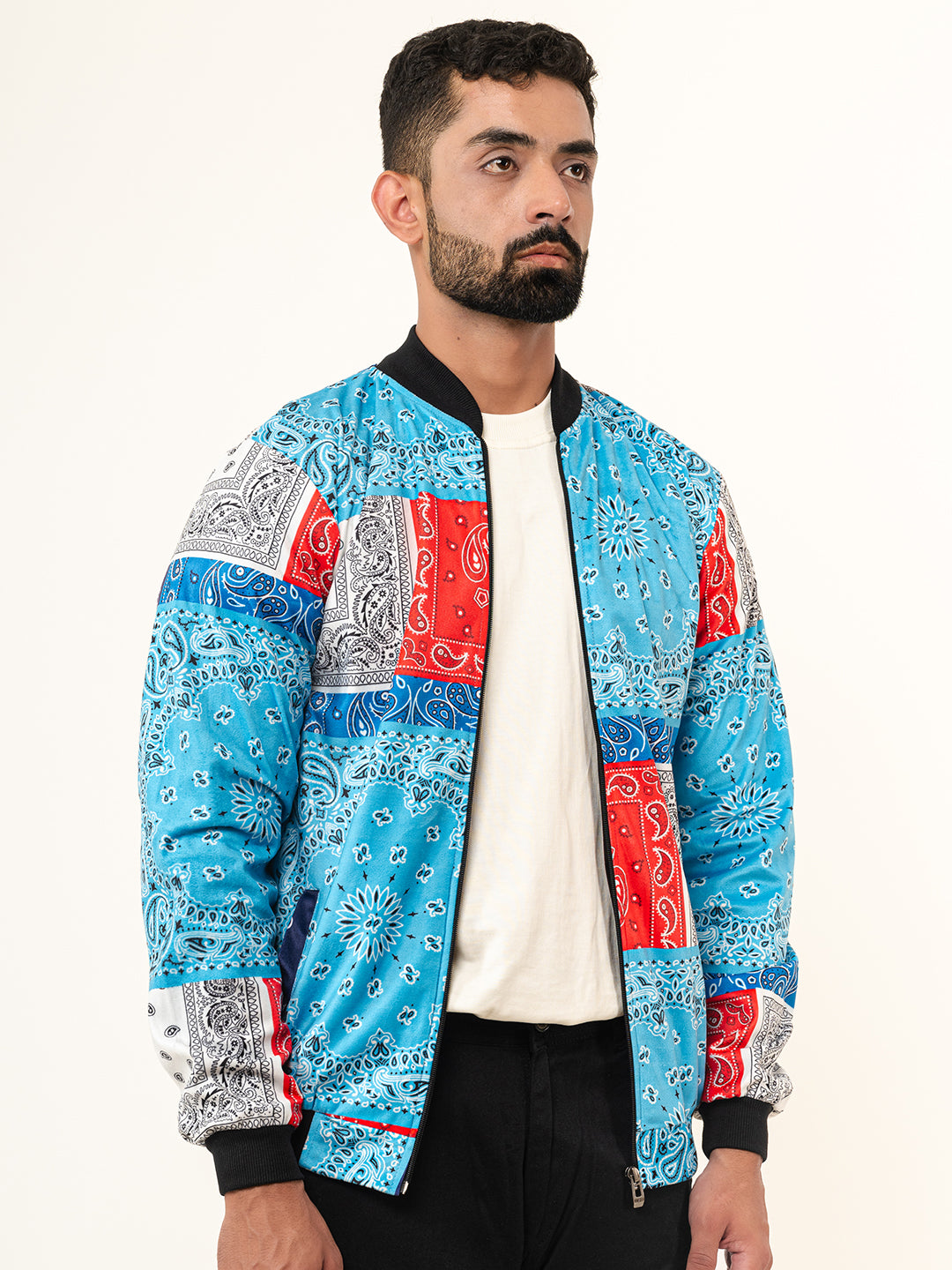 Multicolor Paisley Printed Velvet Jacket (Unisex)