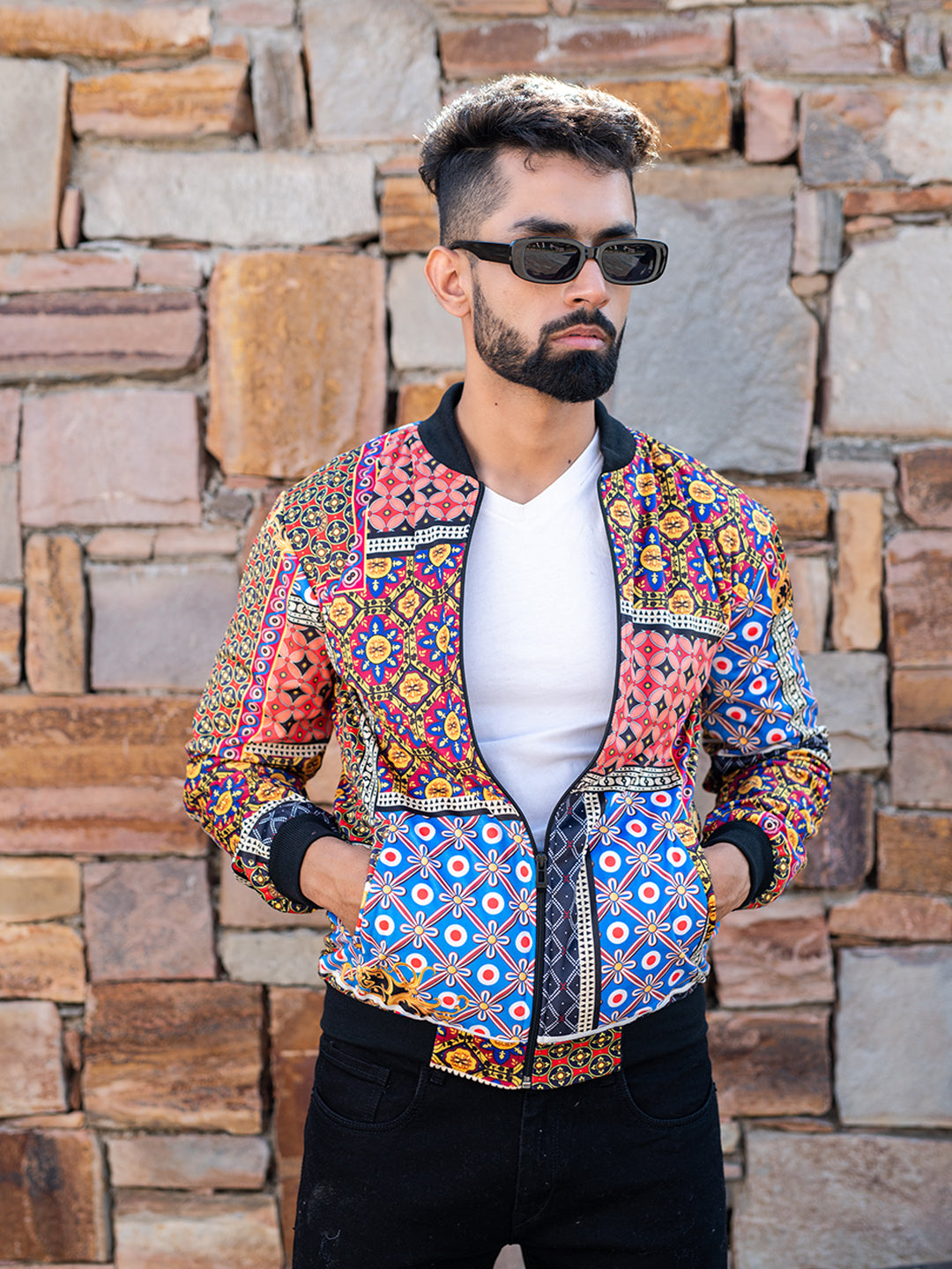 Multicolor Printed Velvet Jacket (Unisex)