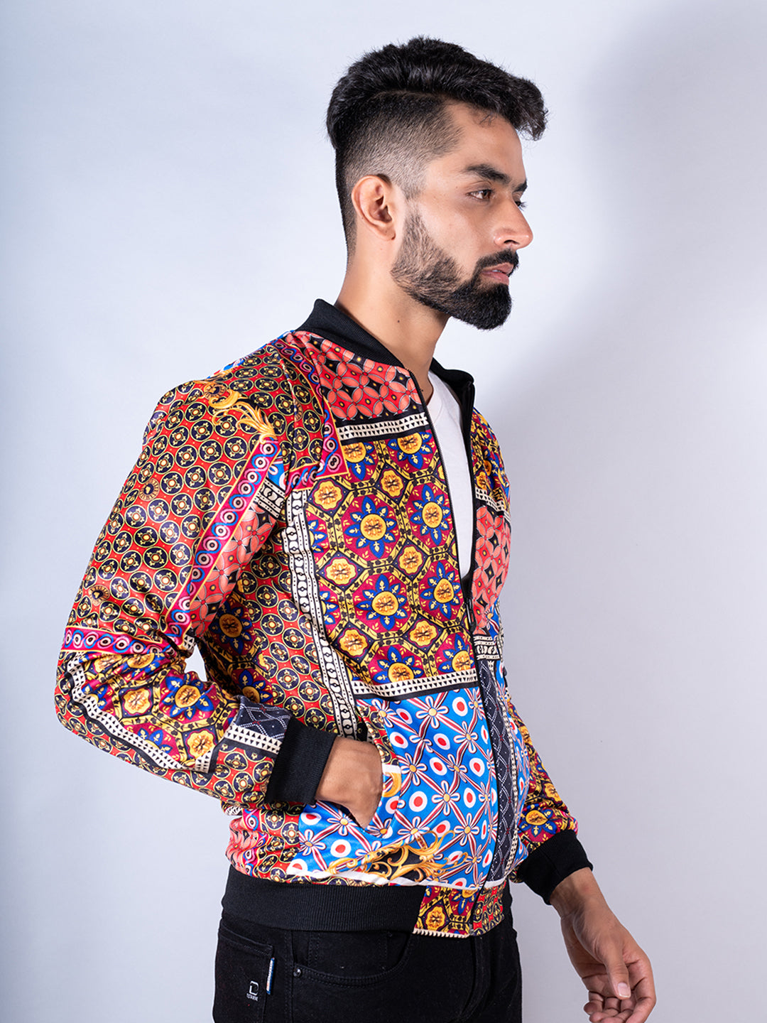 Multicolor Printed Velvet Jacket (Unisex)