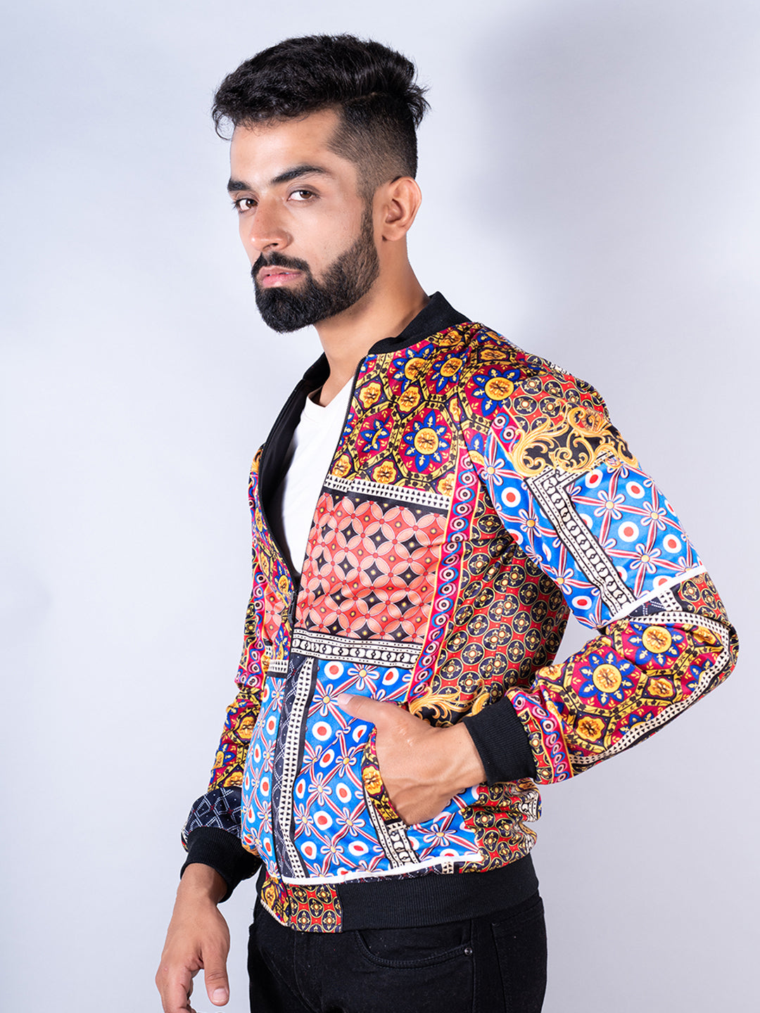 Multicolor Printed Velvet Jacket (Unisex)