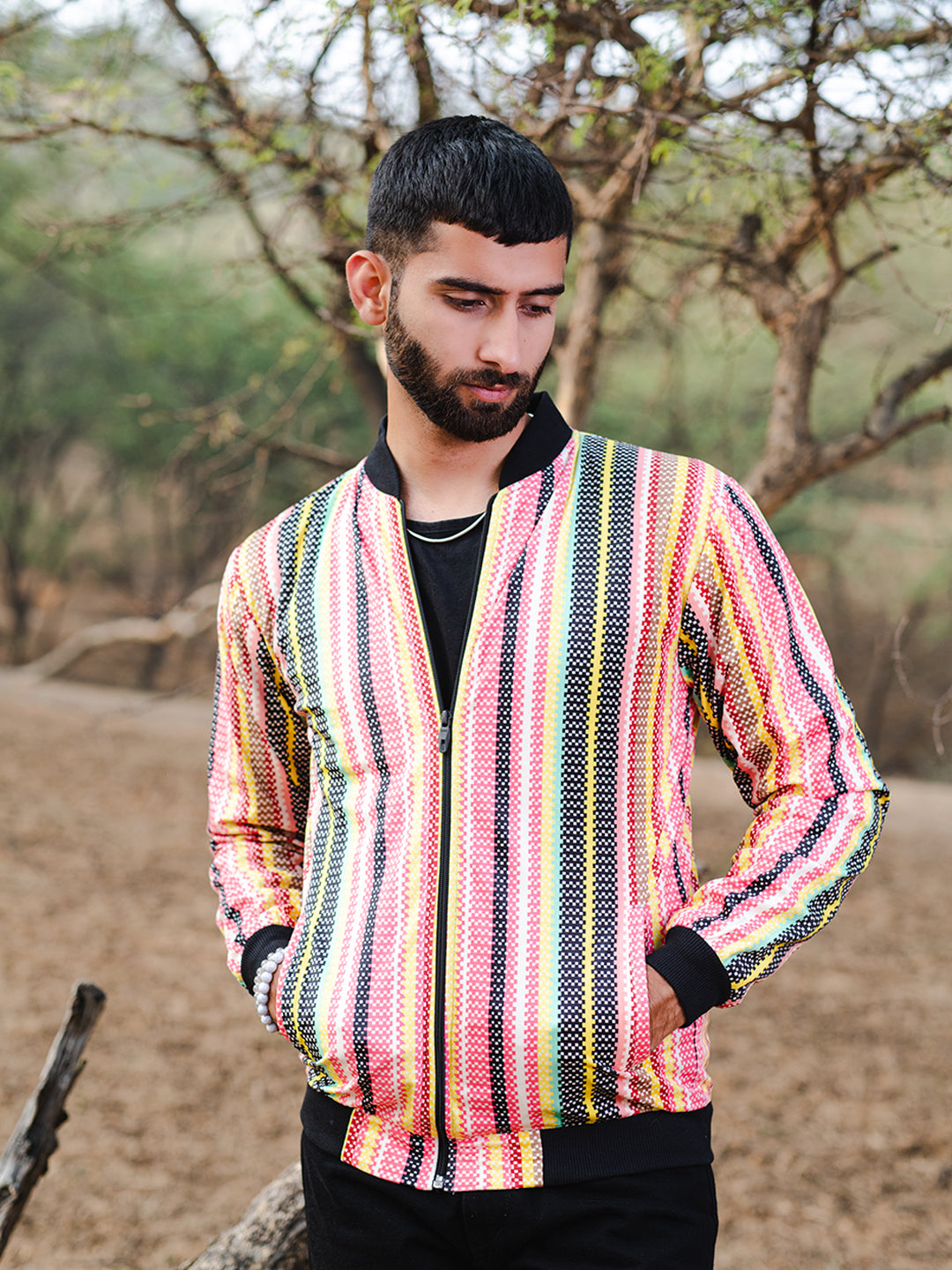 Multicolor Striped Velvet Jacket