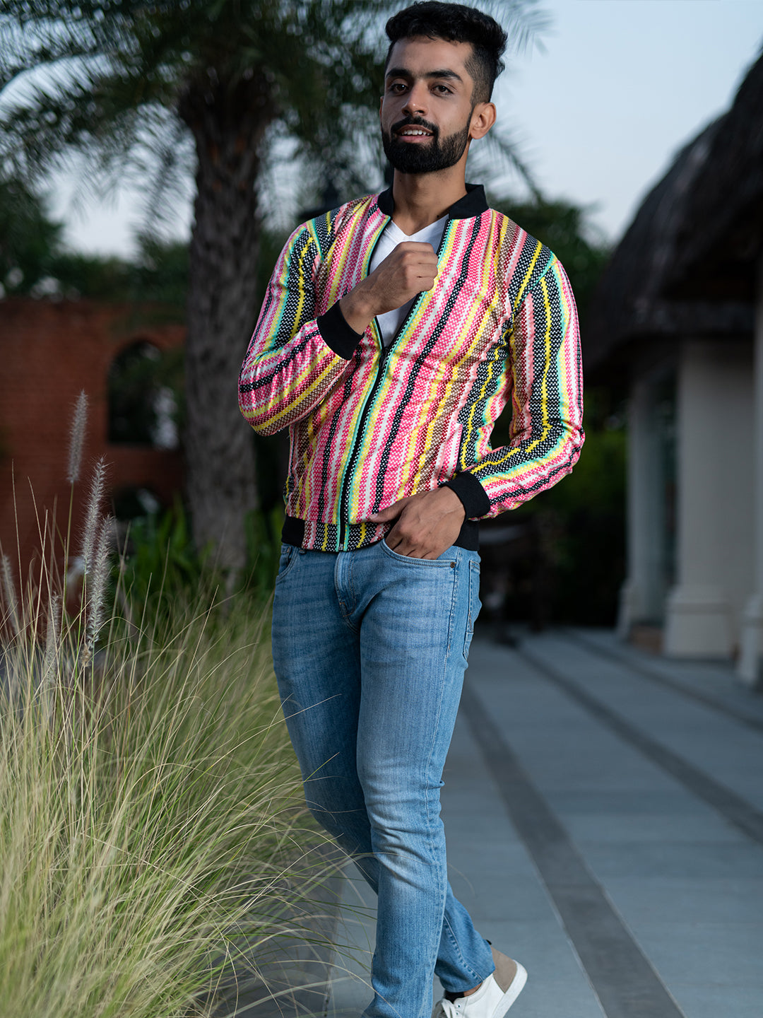 Multicolor Striped Velvet Jacket (Unisex)