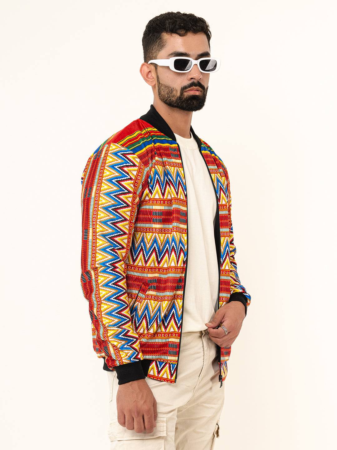 Multicolor Zigzag Printed Velvet Jacket (Unisex)