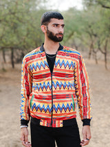 Multicolor Zigzag Printed Velvet Jacket