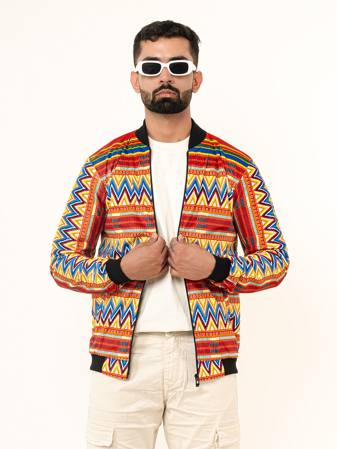 Multicolor Zigzag Printed Velvet Jacket (Unisex)