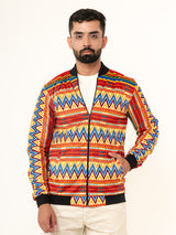 Multicolor Zigzag Printed Velvet Jacket (Unisex)