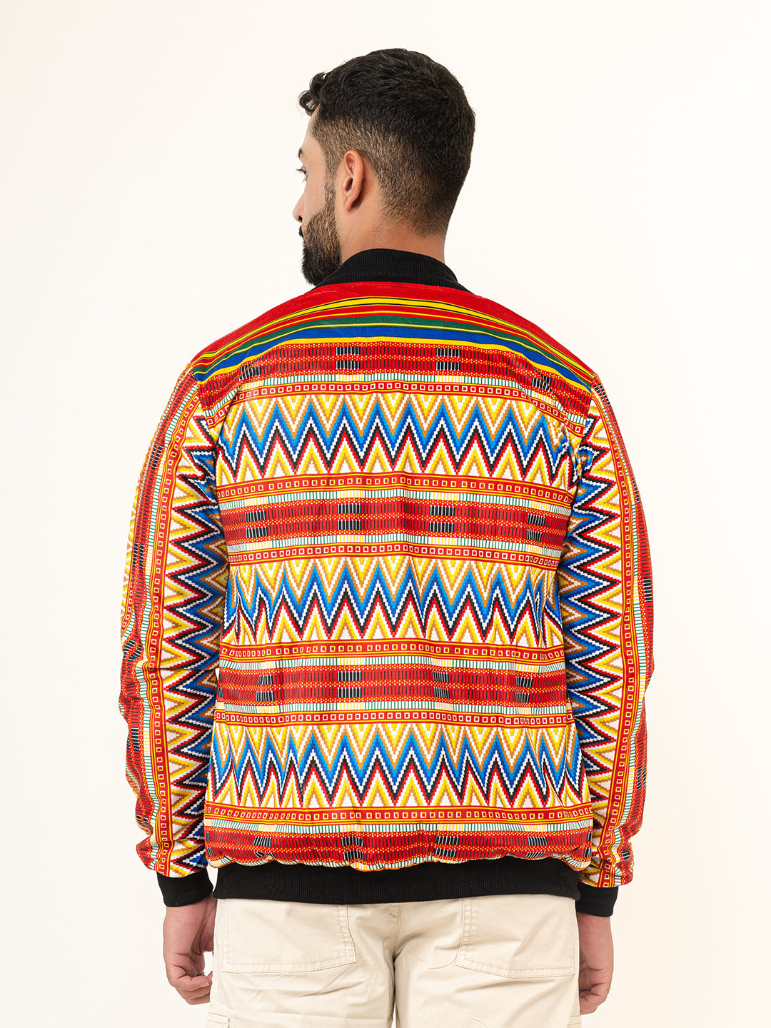 Multicolor Zigzag Printed Velvet Jacket (Unisex)