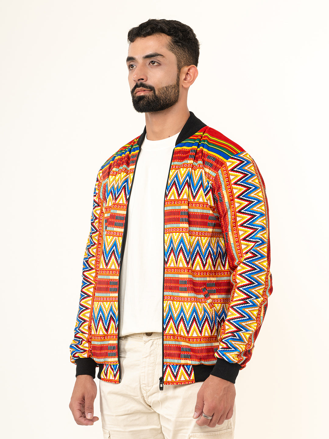 Multicolor Zigzag Printed Velvet Jacket (Unisex)