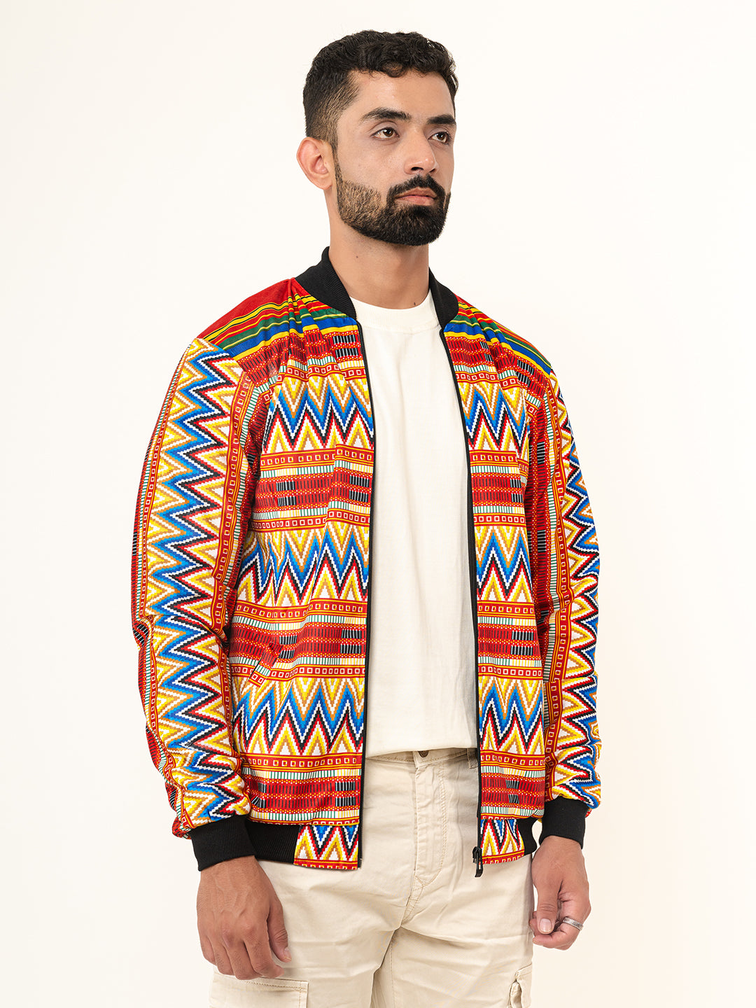 Multicolor Zigzag Printed Velvet Jacket (Unisex)