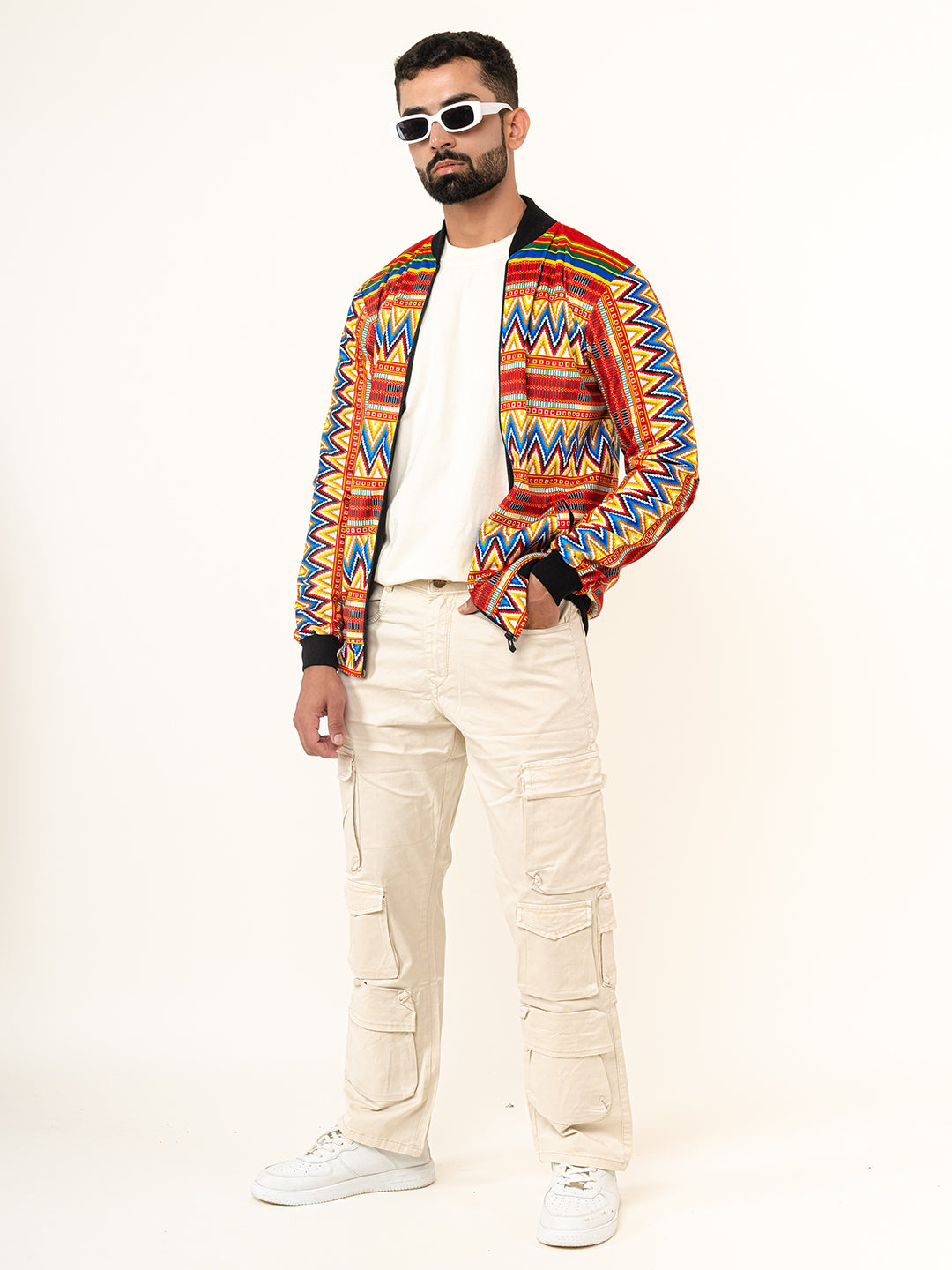 Multicolor Zigzag Printed Velvet Jacket (Unisex)