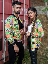 Multicolor African Printed Velvet Jacket (Unisex)