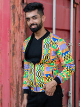 Multicolor African Printed Velvet Jacket