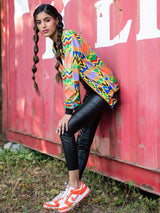 Multicolor African Printed Velvet Jacket (Unisex)