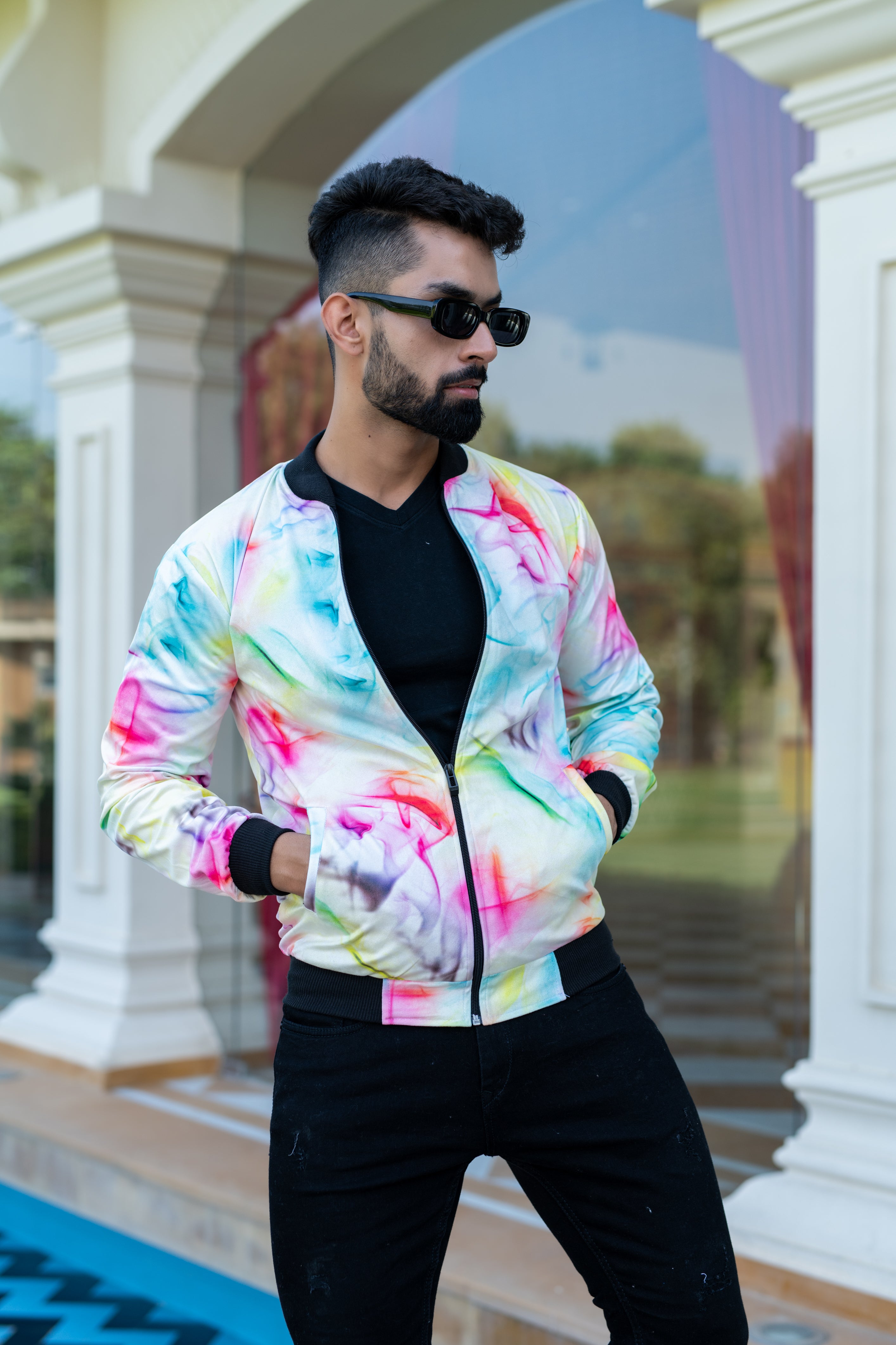 Colorful Printed Velvet Jacket