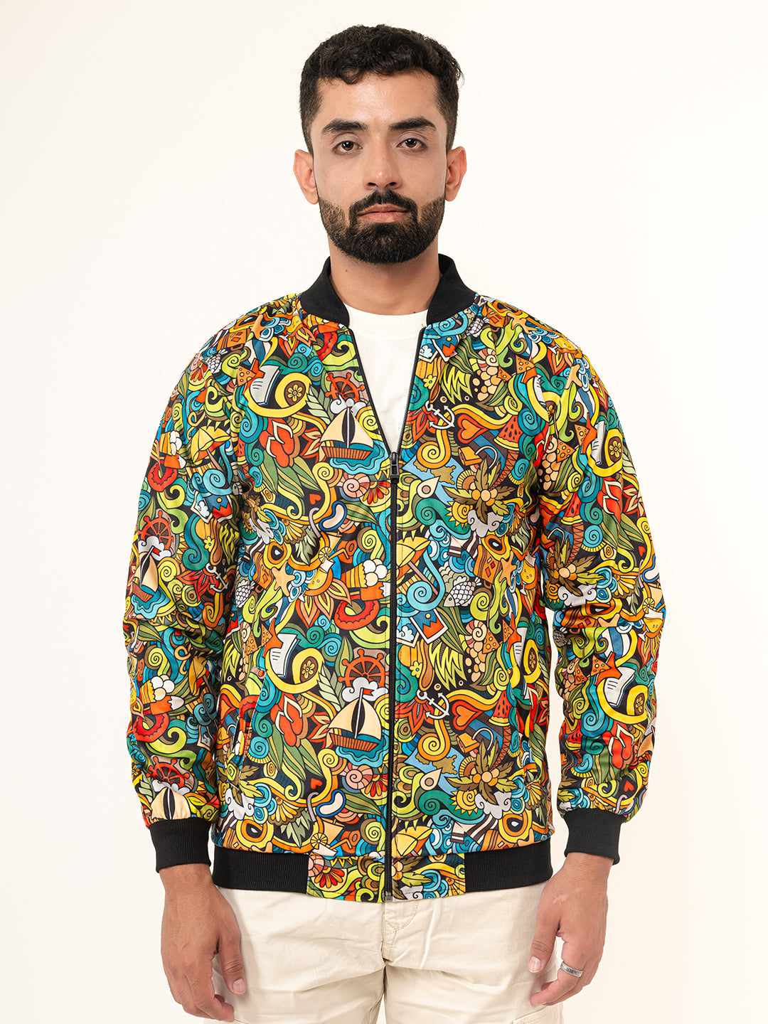 Multicolor Abstract Printed Velvet Jacket (Unisex)