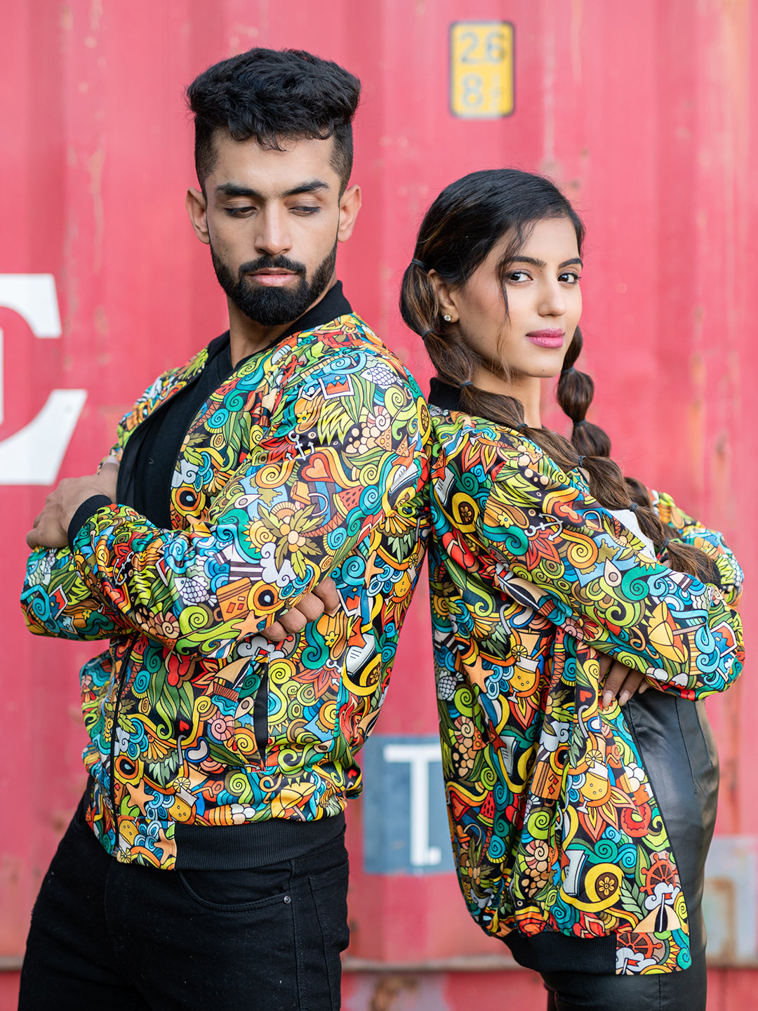 Multicolor Abstract Printed Velvet Jacket (Unisex)