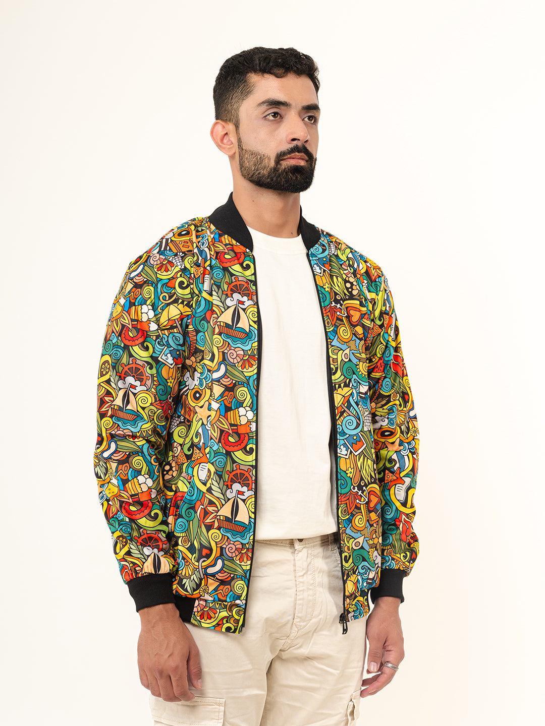 Multicolor Abstract Printed Velvet Jacket (Unisex)