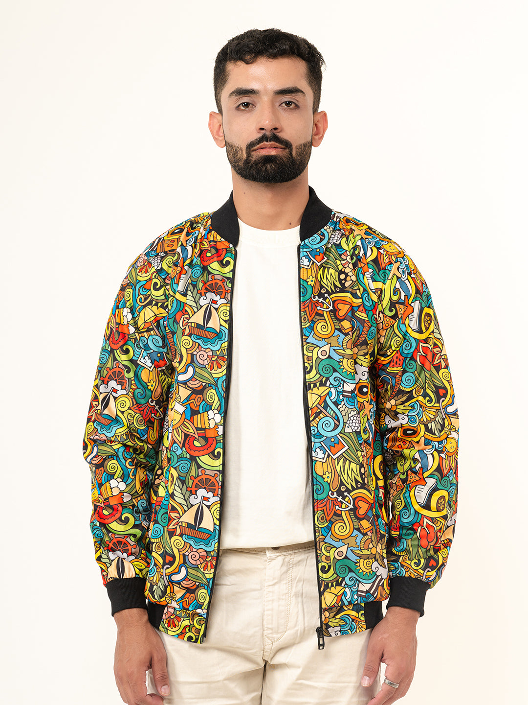 Multicolor Abstract Printed Velvet Jacket (Unisex)