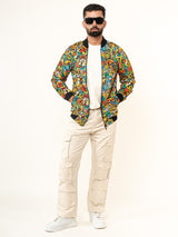 Multicolor Abstract Printed Velvet Jacket (Unisex)