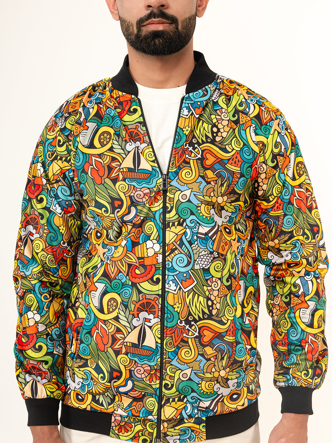 Multicolor Abstract Printed Velvet Jacket (Unisex)