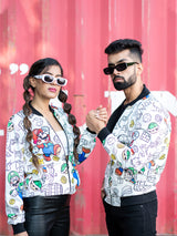 White Super Mario Printed Velvet Jacket (Unisex)