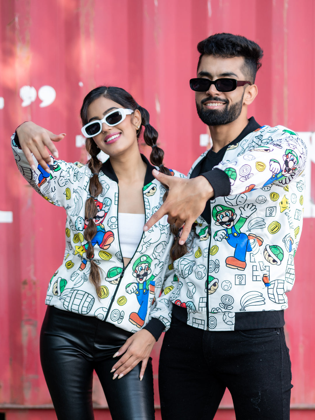 White Super Mario Printed Velvet Jacket (Unisex)