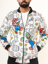 White Super Mario Printed Velvet Jacket (Unisex)