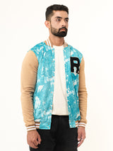 Sky Blue R Tie Dye Varsity Jacket (Unisex)