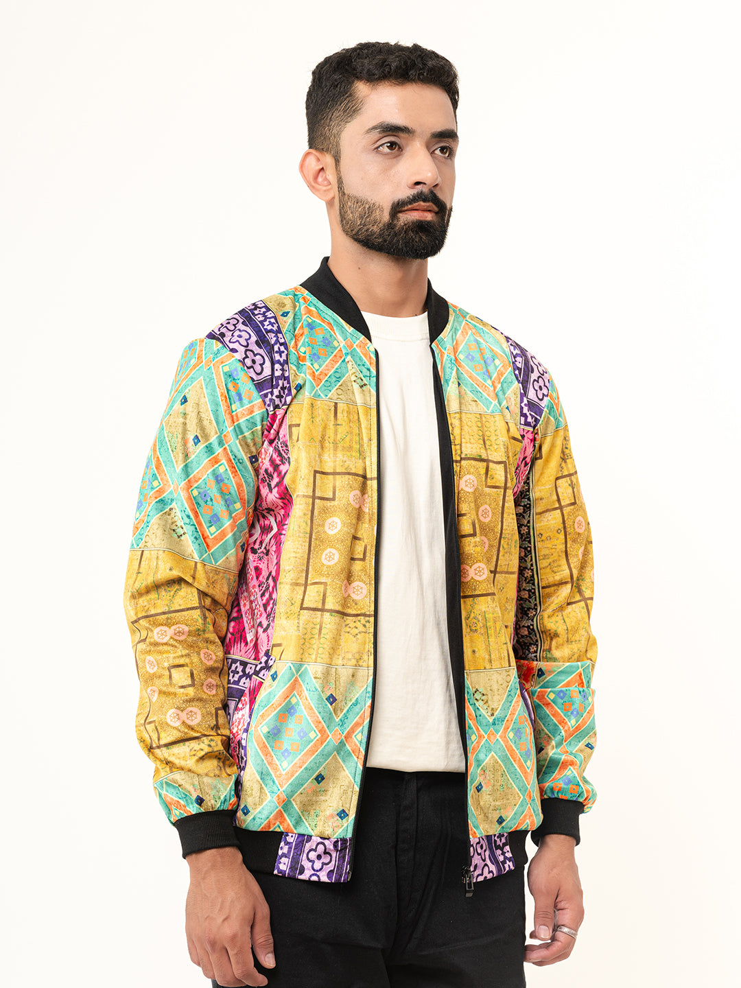 Multicolor Paisley Printed Velvet Jacket (Unisex)