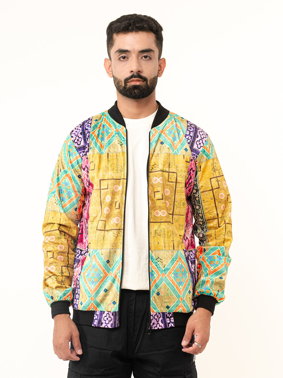 Multicolor Paisley Printed Velvet Jacket (Unisex)