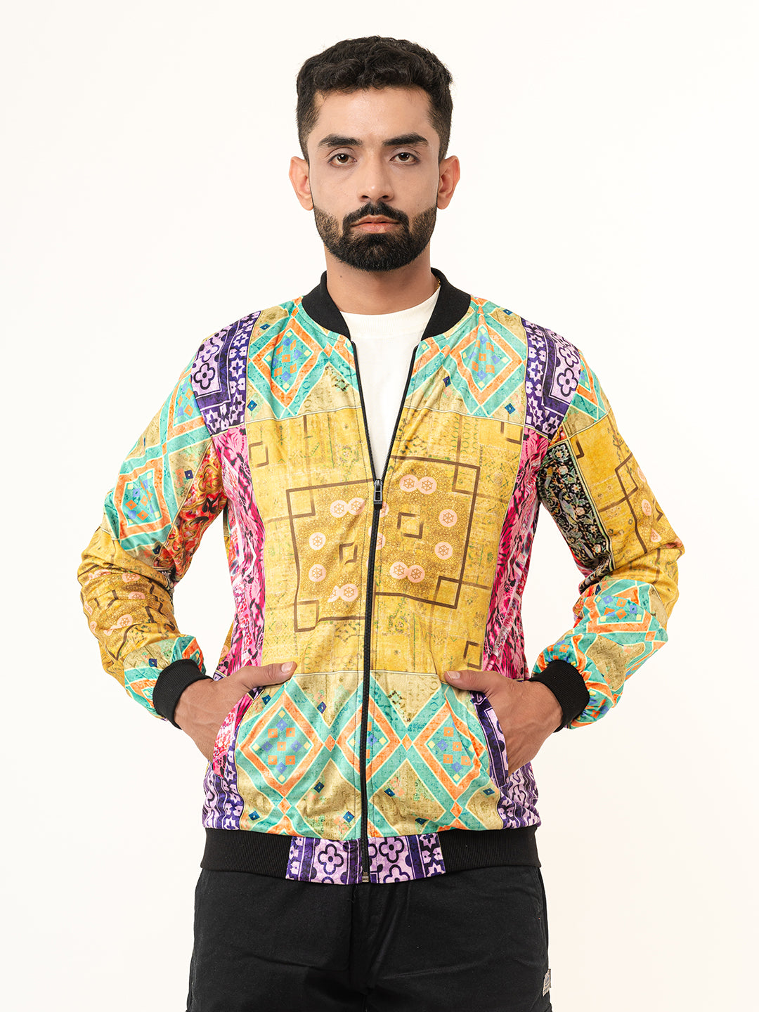 Multicolor Paisley Printed Velvet Jacket (Unisex)