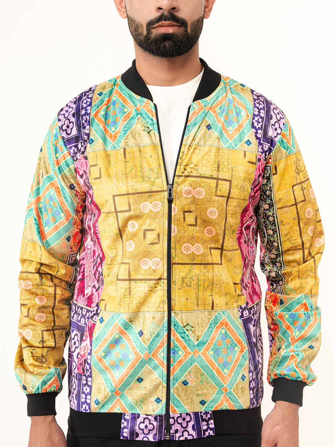 Multicolor Paisley Printed Velvet Jacket (Unisex)