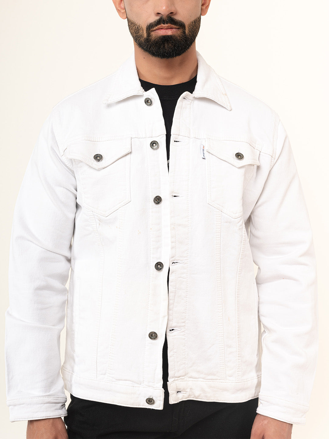 White Two Pockets Denim Jacket (Unisex)