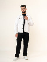 White Two Pockets Denim Jacket (Unisex)